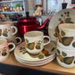 Vintage Johnson of Australia ‘Green Pear’ Stoneware Coffee Cups and Plates Set  of 6