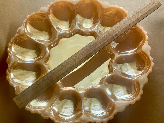 Vintage Anchor Hocking Peach Lustreware  Devilled Egg Plate (c.1970s)