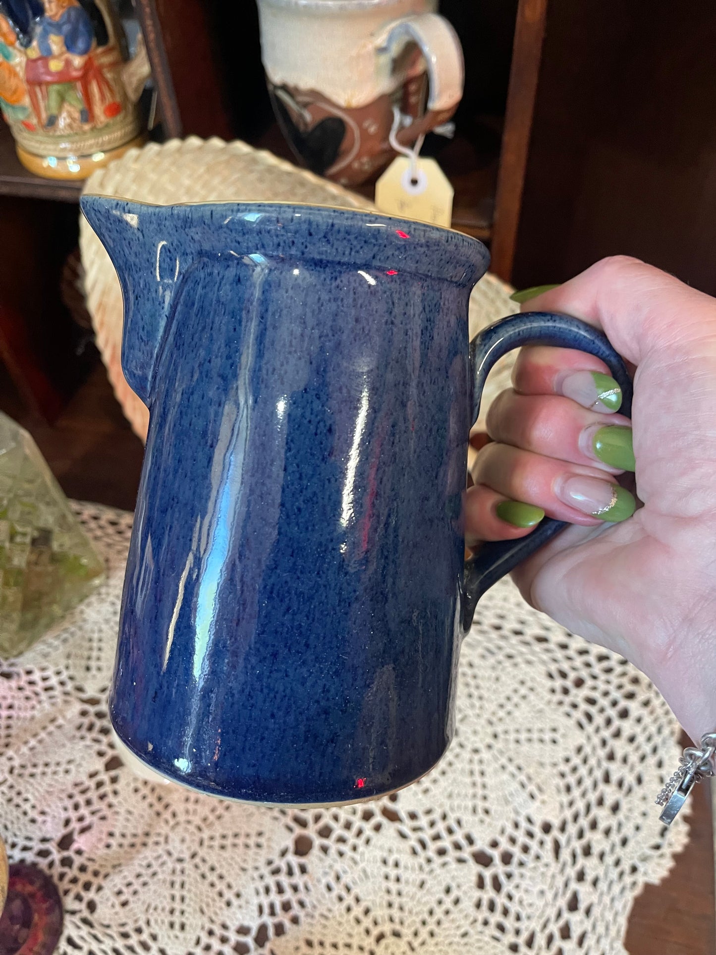 Vintage Denby Manor Blue Stoneware Coffee Pot with Lid – Made in England