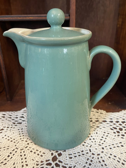 Vintage Denby Manor Green Stoneware 2 Pint Coffee Pot with Lid – Made in England