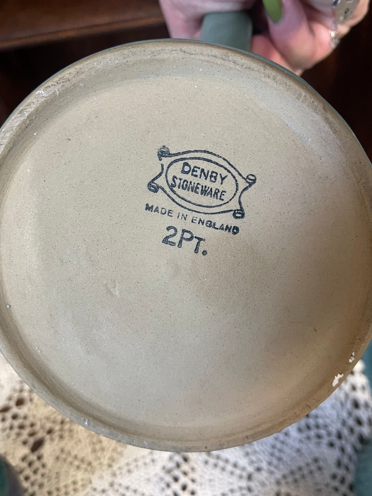Vintage Denby Manor Green Stoneware 2 Pint Coffee Pot with Lid – Made in England
