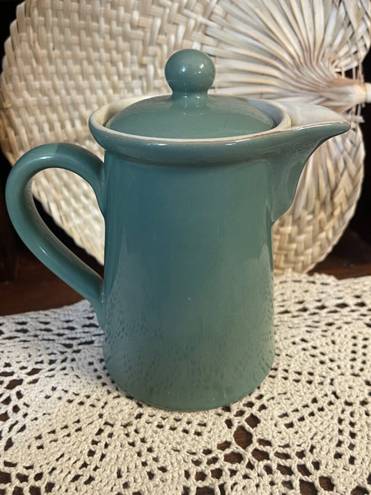 Vintage Denby Manor Green Stoneware 1 Pint Coffee Pot with Lid – Made in England