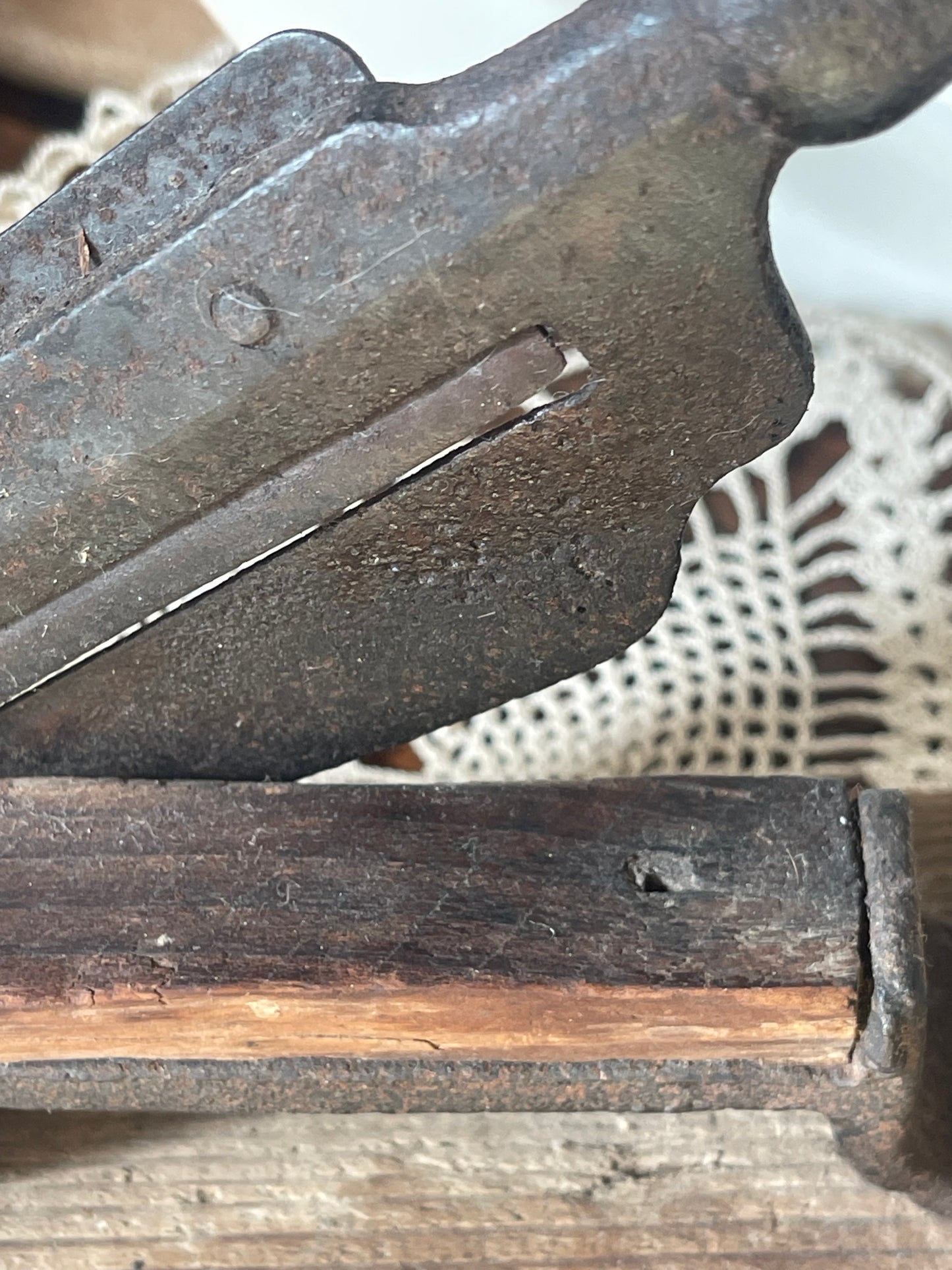 Antique Cast Iron Bench-Mounted Tobacco Cutter (Early 1900s)