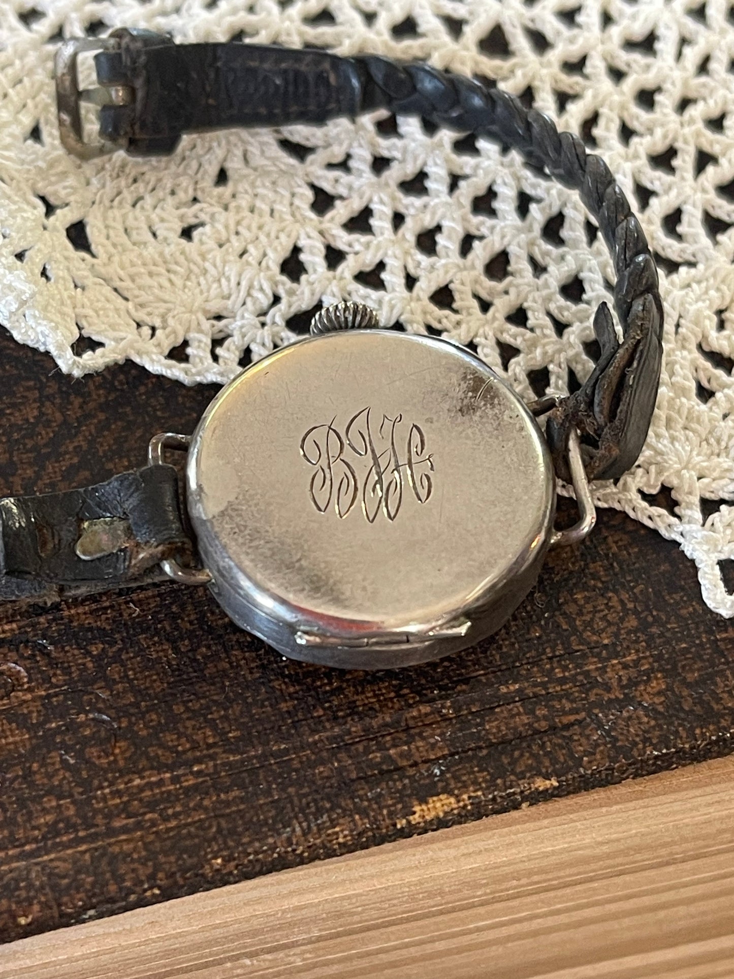 1920s Sterling Silver Ladies Wristwatch – Gilt Dial & Original Plaited Strap (Not Working)