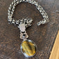 Sterling Silver Tiger Iron Pendant on Belcher Chain (Vintage)