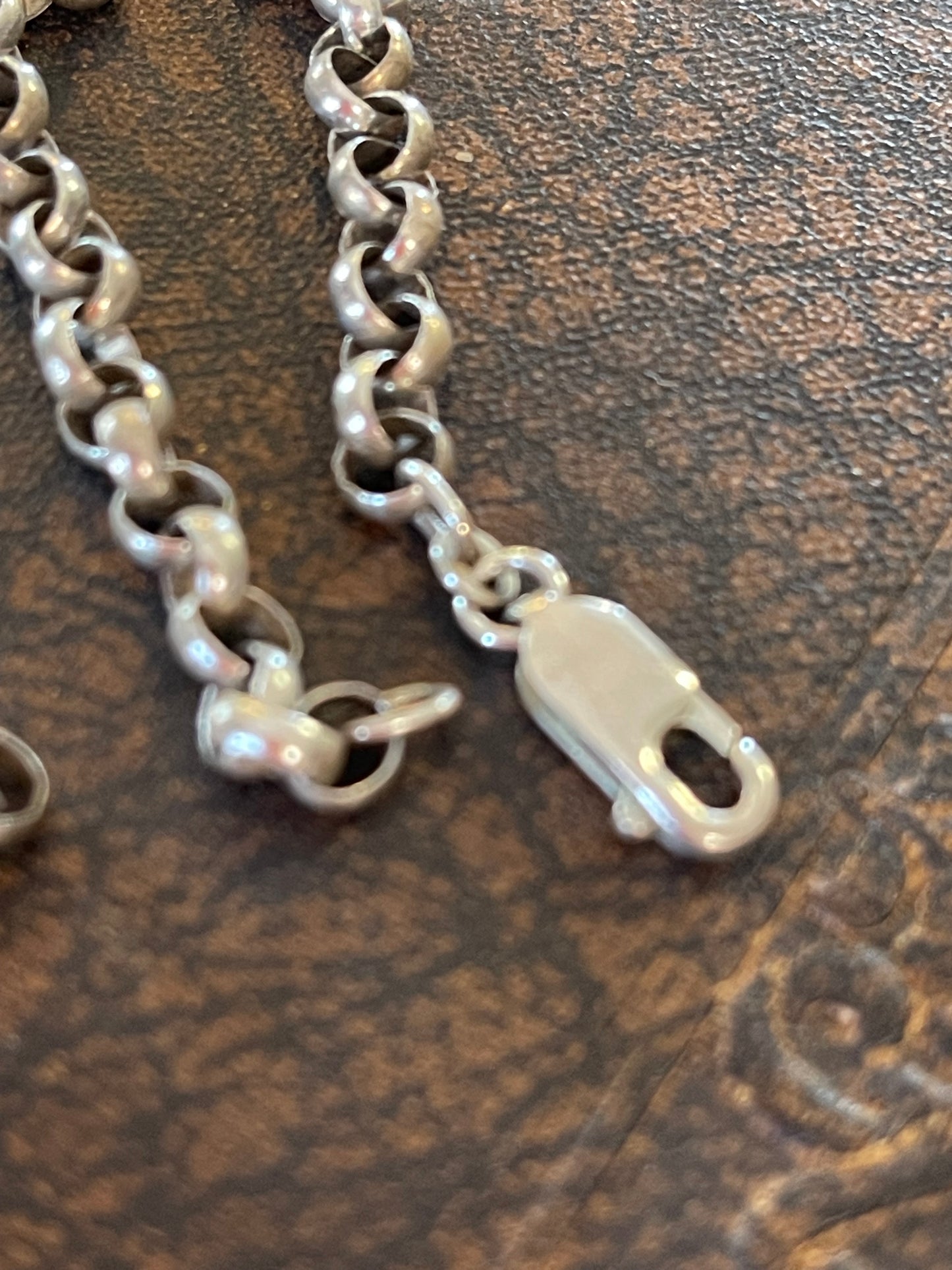 Sterling Silver Tiger Iron Pendant on Belcher Chain (Vintage)
