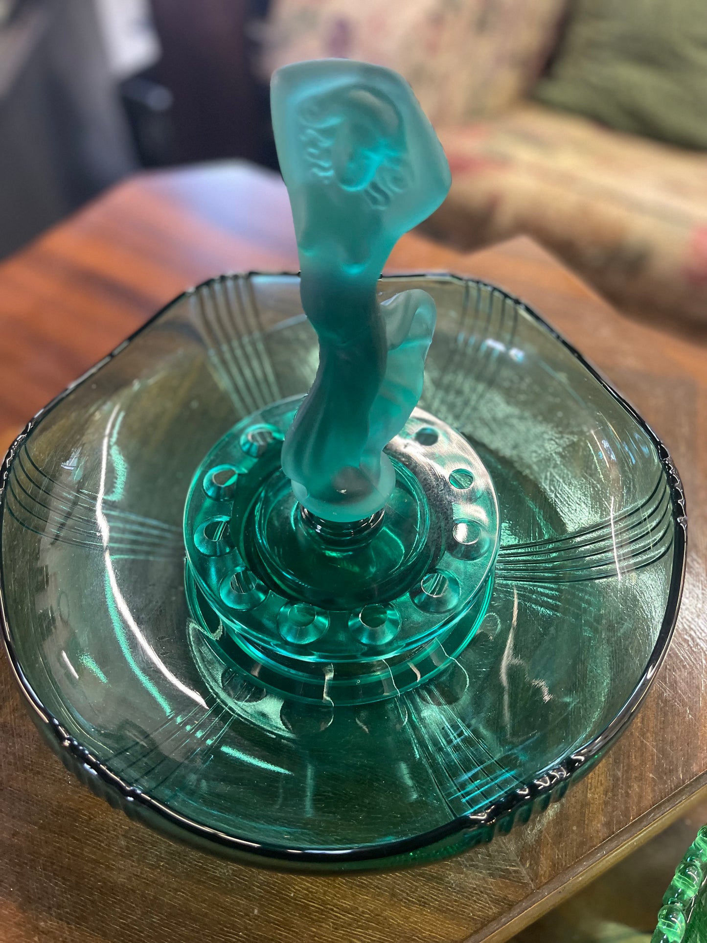 Josef Inwald Dancing Lady Float Bowl Set in Emerald green c.1930s