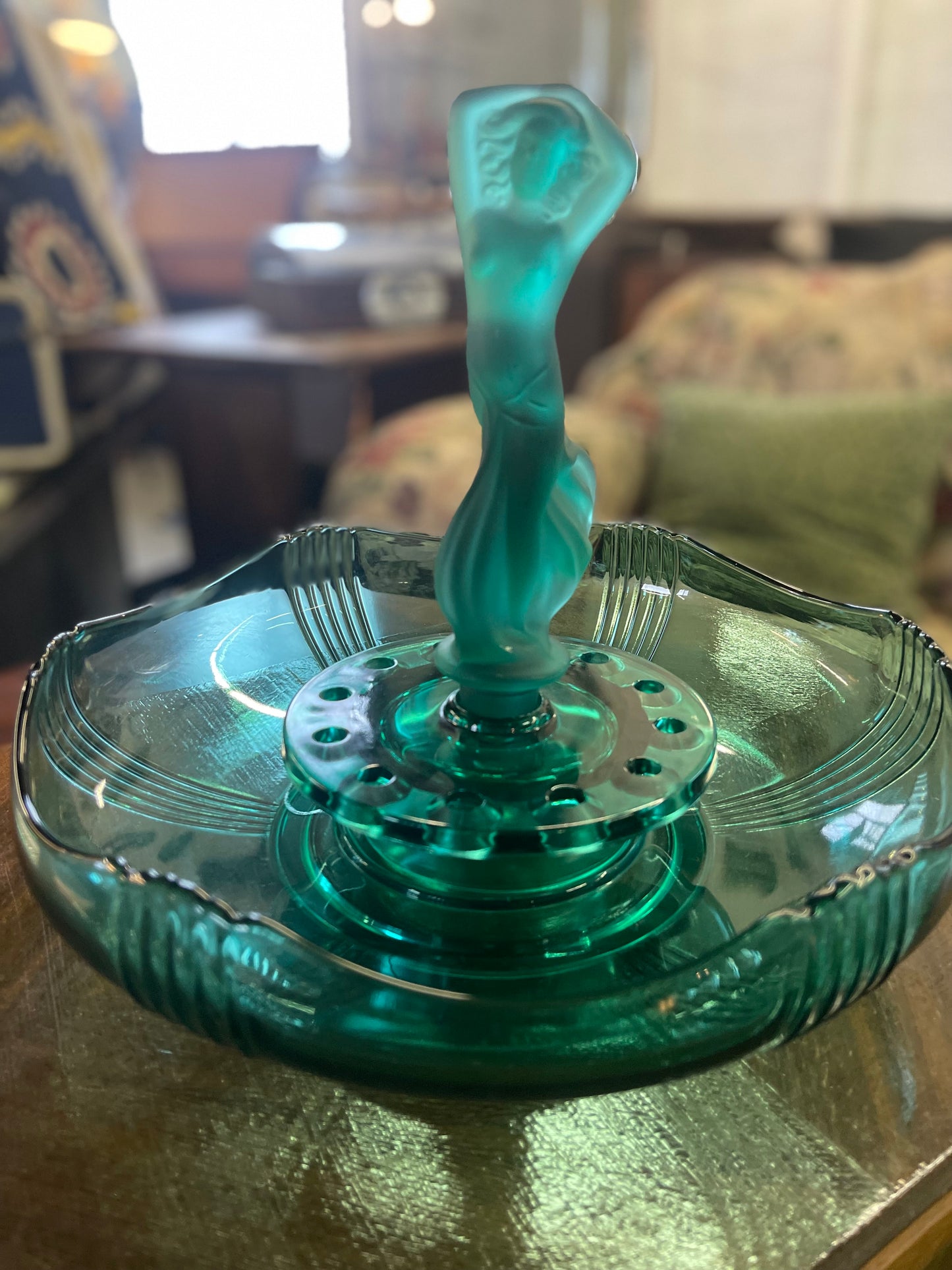 Josef Inwald Dancing Lady Float Bowl Set in Emerald green c.1930s