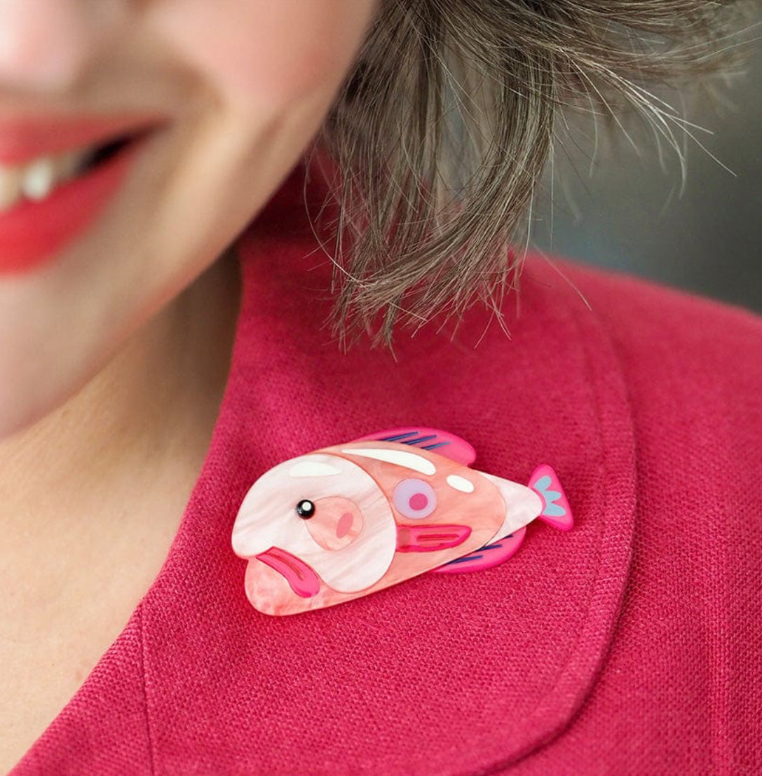 The Blissful Blobfish Brooch (2023) by Erstwilder and Pete Cromer