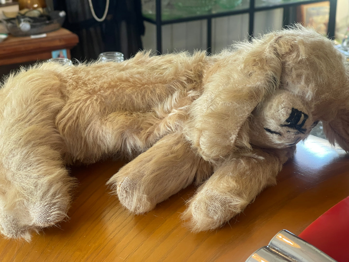 Vintage 1940s–50s Mohair Bedtime Dog (PJ Keeper Style) – 50cm