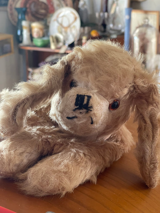 Vintage 1940s–50s Mohair Bedtime Dog (PJ Keeper Style) – 50cm
