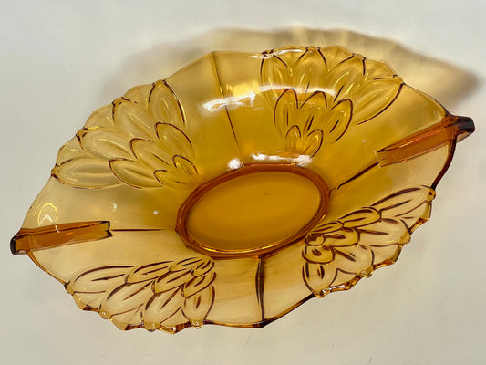 Art Deco amber glass bowl, Stölzle Hermanova Hut, Czech Republic, 1930s