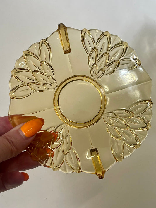 Art Deco small amber glass plate, Stölzle Hermanova Hut, Czech Republic, 1930s