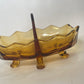 Vintage Amber Glass Divided Dish on Feet – 15 cm