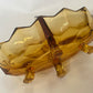 Vintage Amber Glass Divided Dish on Feet – 15 cm