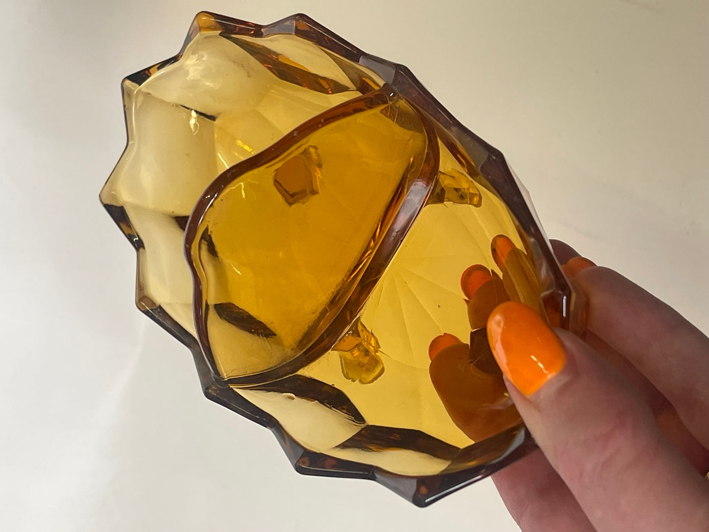 Vintage Amber Glass Divided Dish on Feet – 15 cm