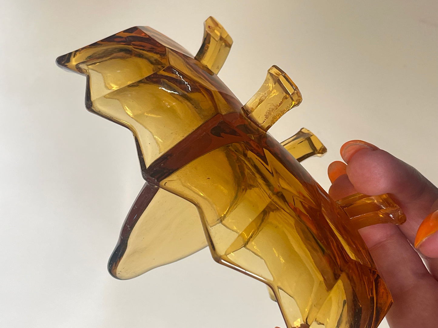 Vintage Amber Glass Divided Dish on Feet – 15 cm