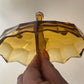 Vintage Amber Glass Divided Dish on Feet – 15 cm