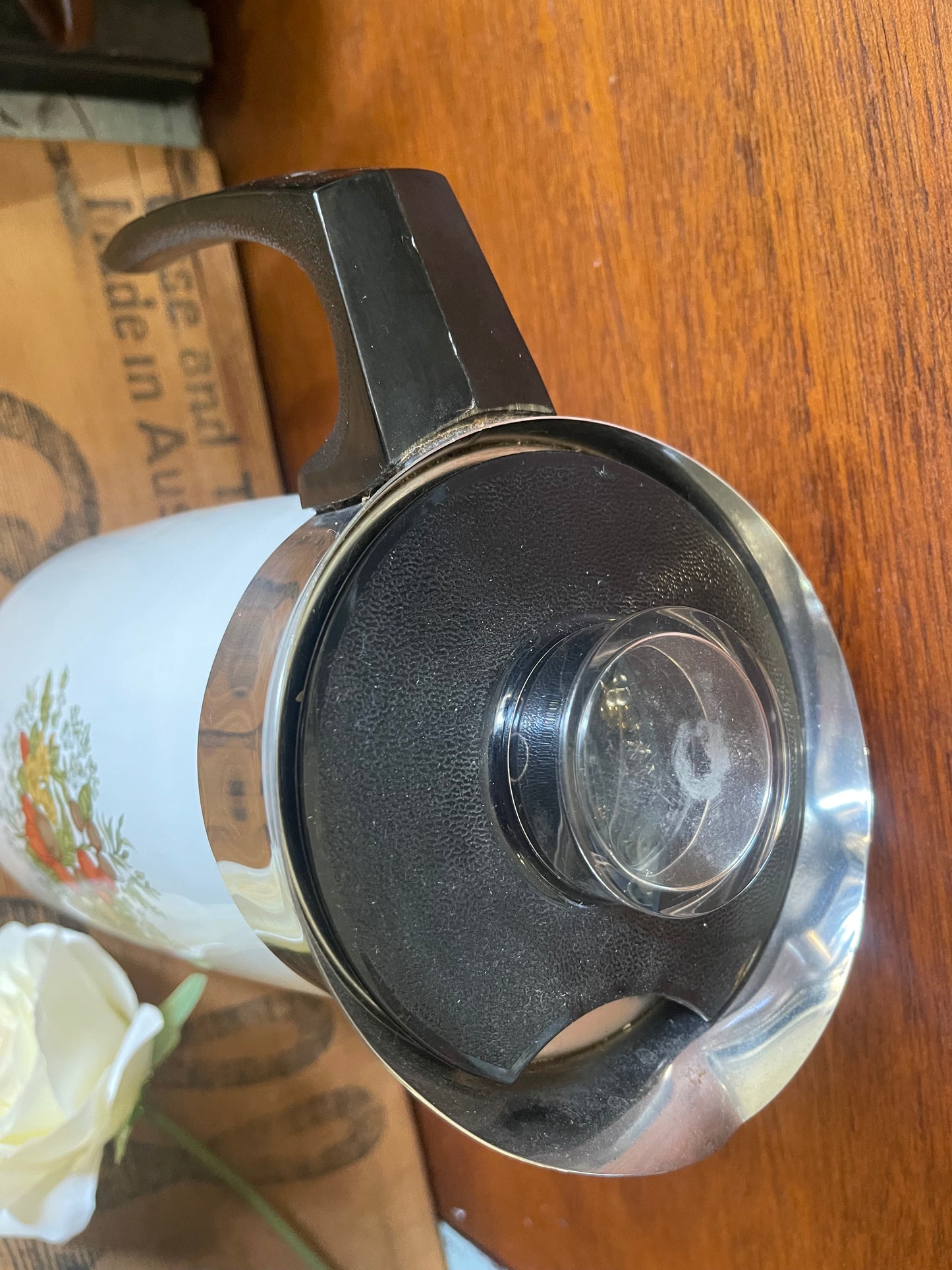Vintage Corning Ware "The Spice Of Life" Enamel Lidded Coffee Percolator Pot