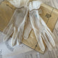 Vintage Sheer Nylon Gloves with Ruffled Pearl Cuff – 1950s/60s (Size 6½)