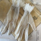 Vintage Sheer Nylon Gloves with Ruffled Pearl Cuff – 1950s/60s (Size 6½)