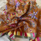 Vintage Italian Scarf – Autumn Floral with Ribbon Border (1970s) | 78cm