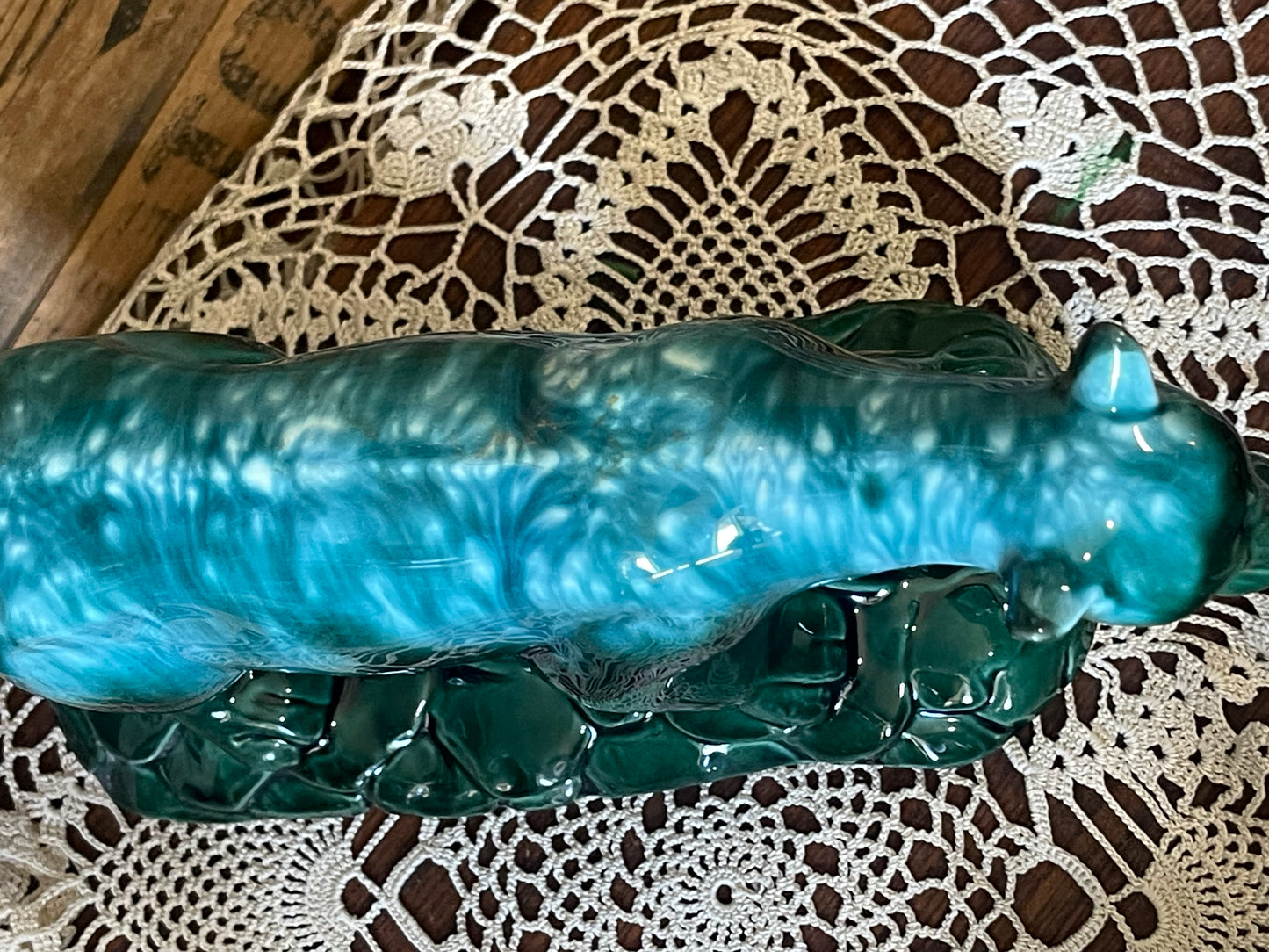 Vintage Pates Pottery Emerald Panther Figurine (c.1950s)