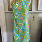 Vintage 60s handmade aqua green pink abstract floral cotton Dress Size 8-10