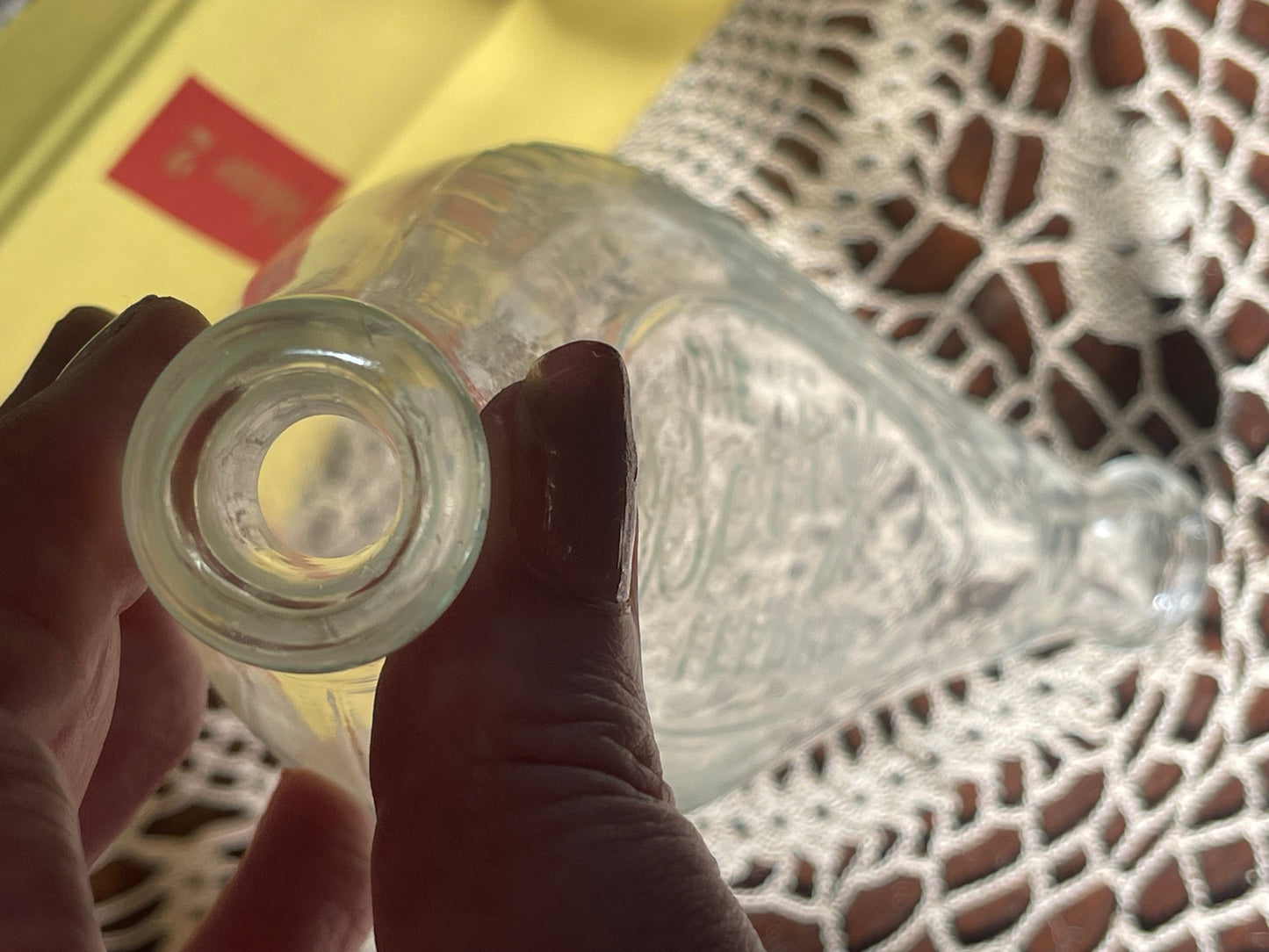 The Berry Feeder – Early Curved Glass Baby Bottle (c.1930s–40s)