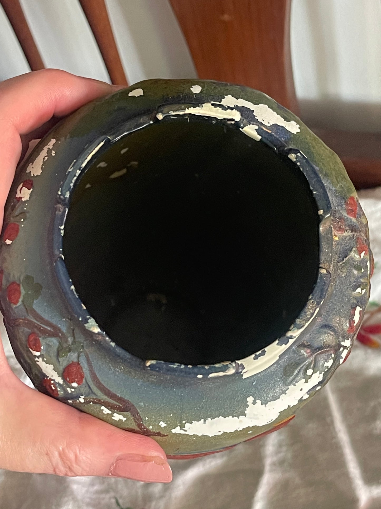 Caronia Ware No.222 “Continental Courtship” Relief Vase (c.1930s–40s)