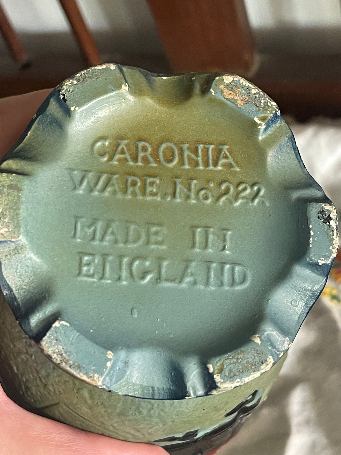 Caronia Ware No.222 “Continental Courtship” Relief Vase (c.1930s–40s)