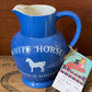 Vintage White Horse Scotch Whiskey Blue Water Jug