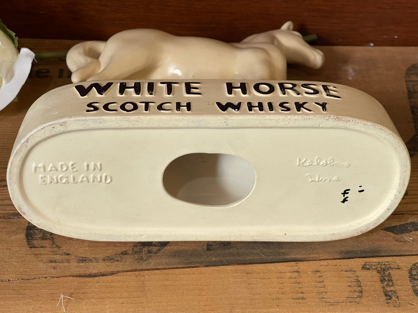 Copy of Vintage Ceramic Large 'White Horse Scotch Whiskey' Bar Statue - Kelsboro England c1965