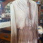 Vintage 1970s cream and brown polyester shirtwaist dress size 10-12. 100cm Bust