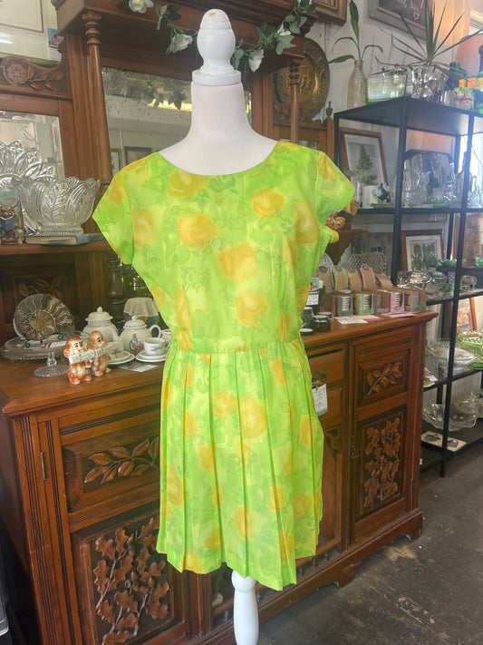 Vintage 1960s lime green dress by Alfred Bock Sydney size 12 104cm  Bust