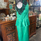 Vintage Review 90s does 40s green dress with black lace Size 14