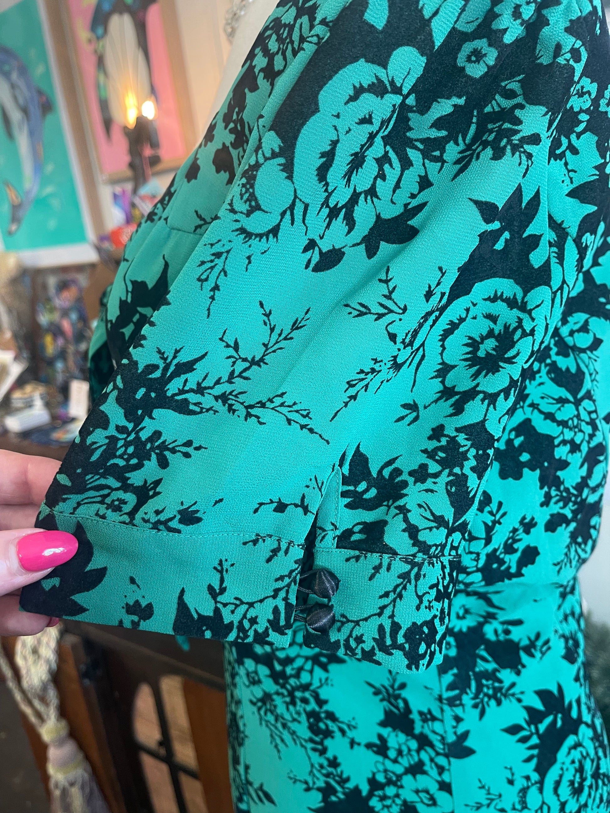 Voodoo Vixen green black vintage 40s style dress Size 12 L Kitten Vintage Voodoo Vixen green black vintage 40s style dress Size 12 L Kitten Vintage