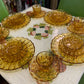 Vintage Amber Pressed Glass Dinner Set for Four  Australian Crown Crystal Glass c.1950s