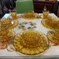 Vintage Amber Pressed Glass Dinner Set for Four  Australian Crown Crystal Glass c.1950s