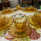 Vintage Amber Pressed Glass Dinner Set for Four  Australian Crown Crystal Glass c.1950s