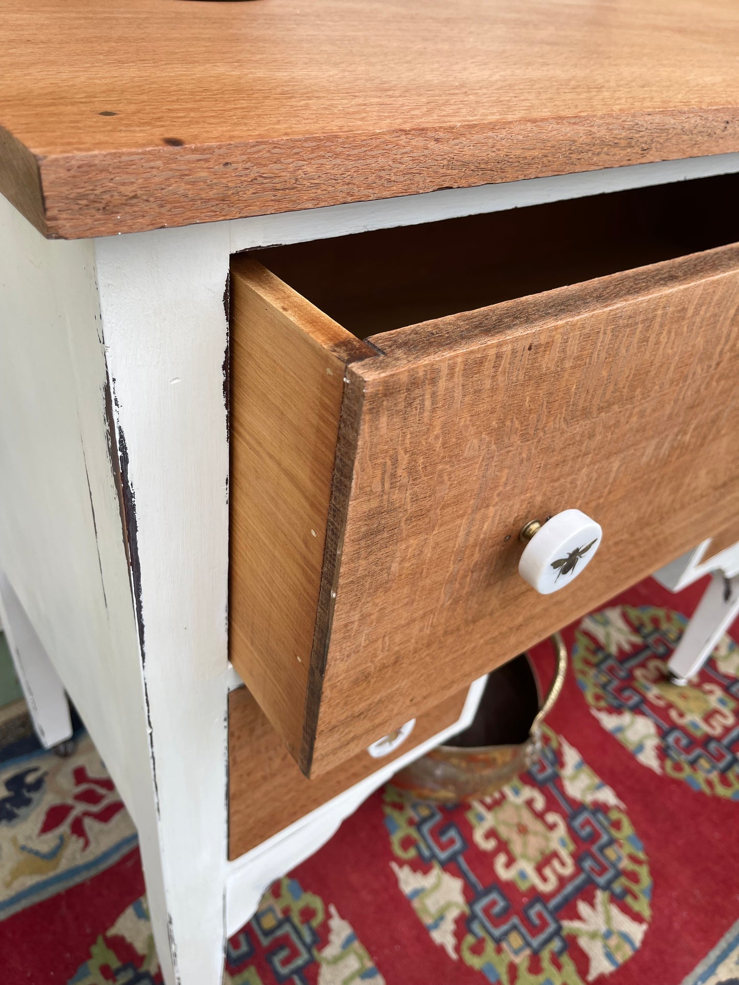 Upcycled Vintage Silky Oak Timber chest of drawers painted in Travertine