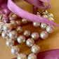 Vintage Blush Pearl Ribbon Necklace (c.1980s–90s)