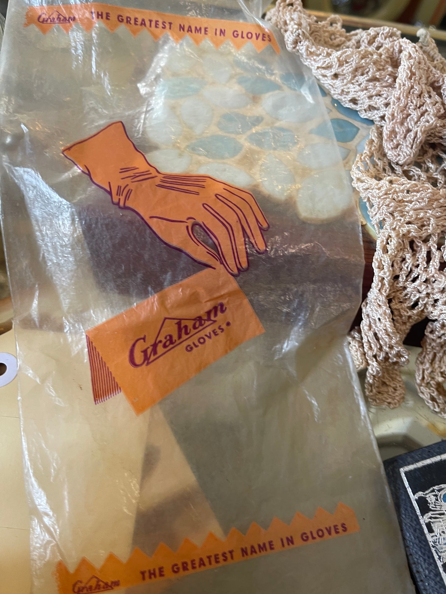 Vintage Graham Crochet Gloves (with Original Packaging) small