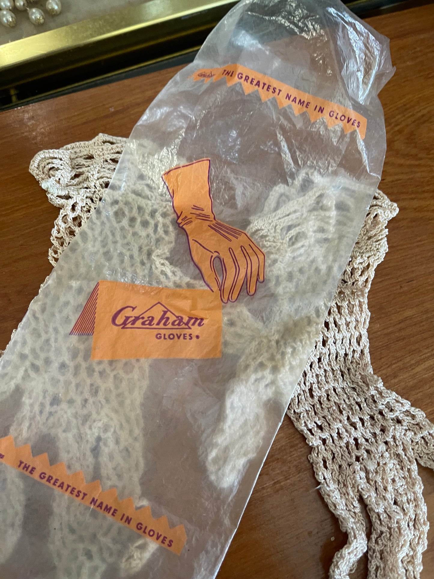Vintage Graham Crochet Gloves (with Original Packaging) small