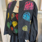 Vintage 80s 3 piece black cotton outfit with appliqué , size 8-10