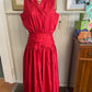 Vintage 1980s red satin dress with button back and drop waist size 12-14 by Keya, Flaunt it Australia