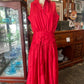 Vintage 1980s red satin dress with button back and drop waist size 12-14 by Keya, Flaunt it Australia