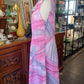 Vintage 70s pink polyester A-line sleeveless dress Size 14-16