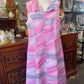 Vintage 70s pink polyester A-line sleeveless dress Size 14-16