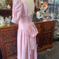 Vintage 80s pink polyester prom dress with bow Size 8-10